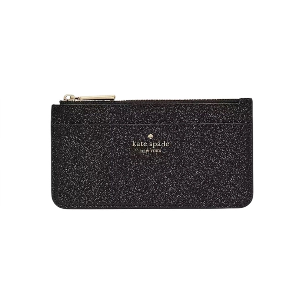 Kate Spade Black Glitter Large Slim Card Holder